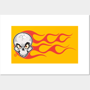 Flaming Side Skull Posters and Art